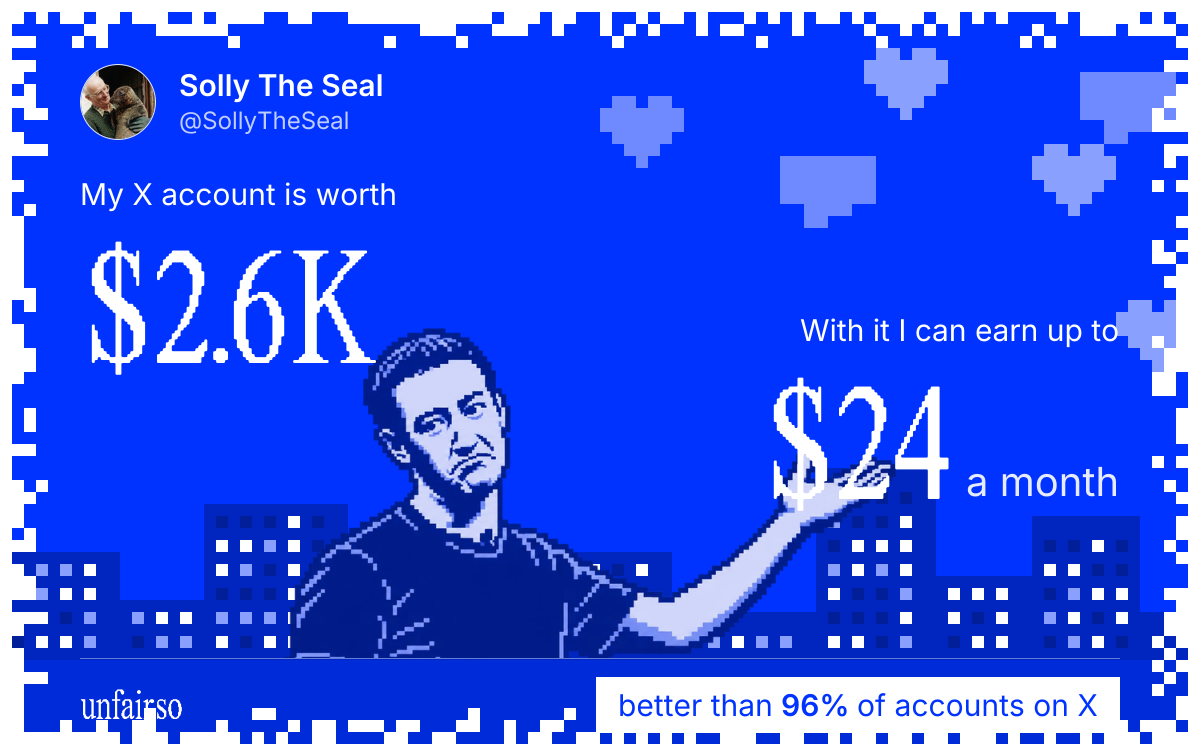 Solly The Seal's X account can earn up to $24 a month