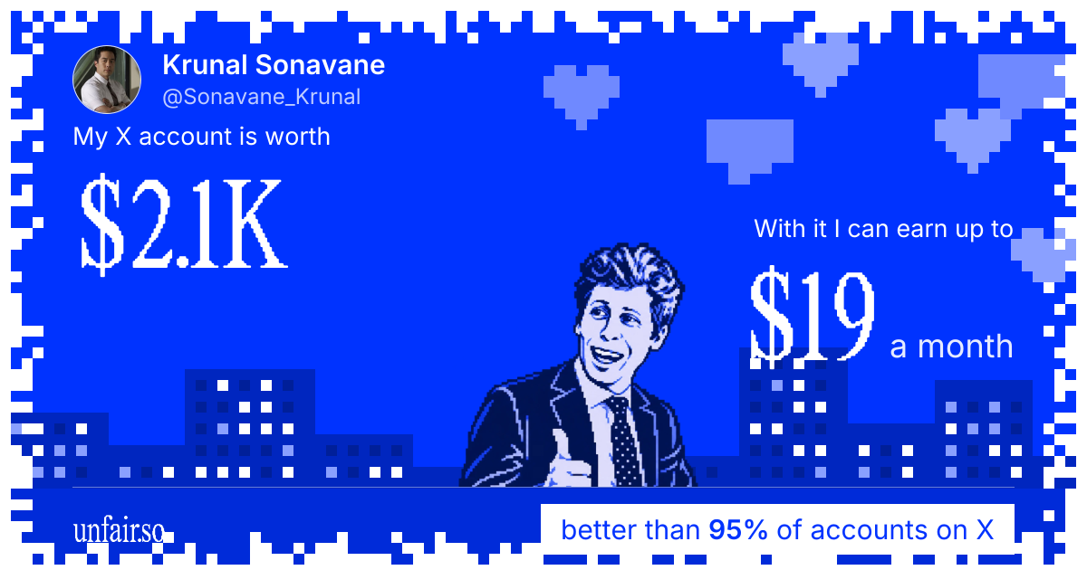 Krunal Sonavane's X account can earn up to $19 a month