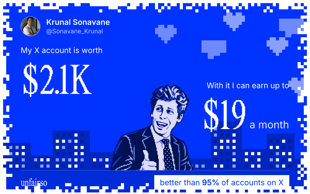 Krunal Sonavane's X account can earn up to $19 a month