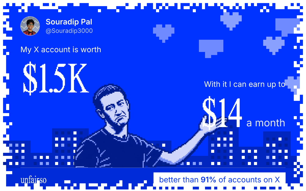 Souradip Pal's X account can earn up to $14 a month