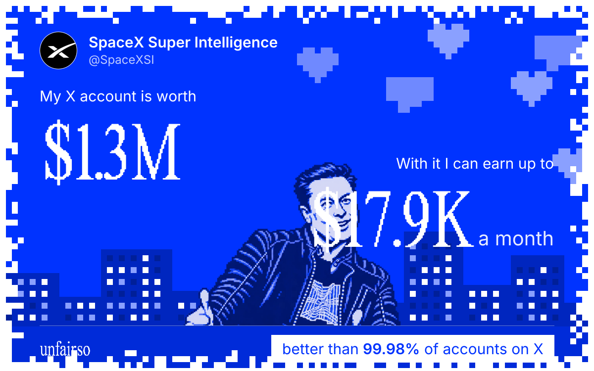 SpaceX Super Intelligence's X account can earn up to $17.9K a month