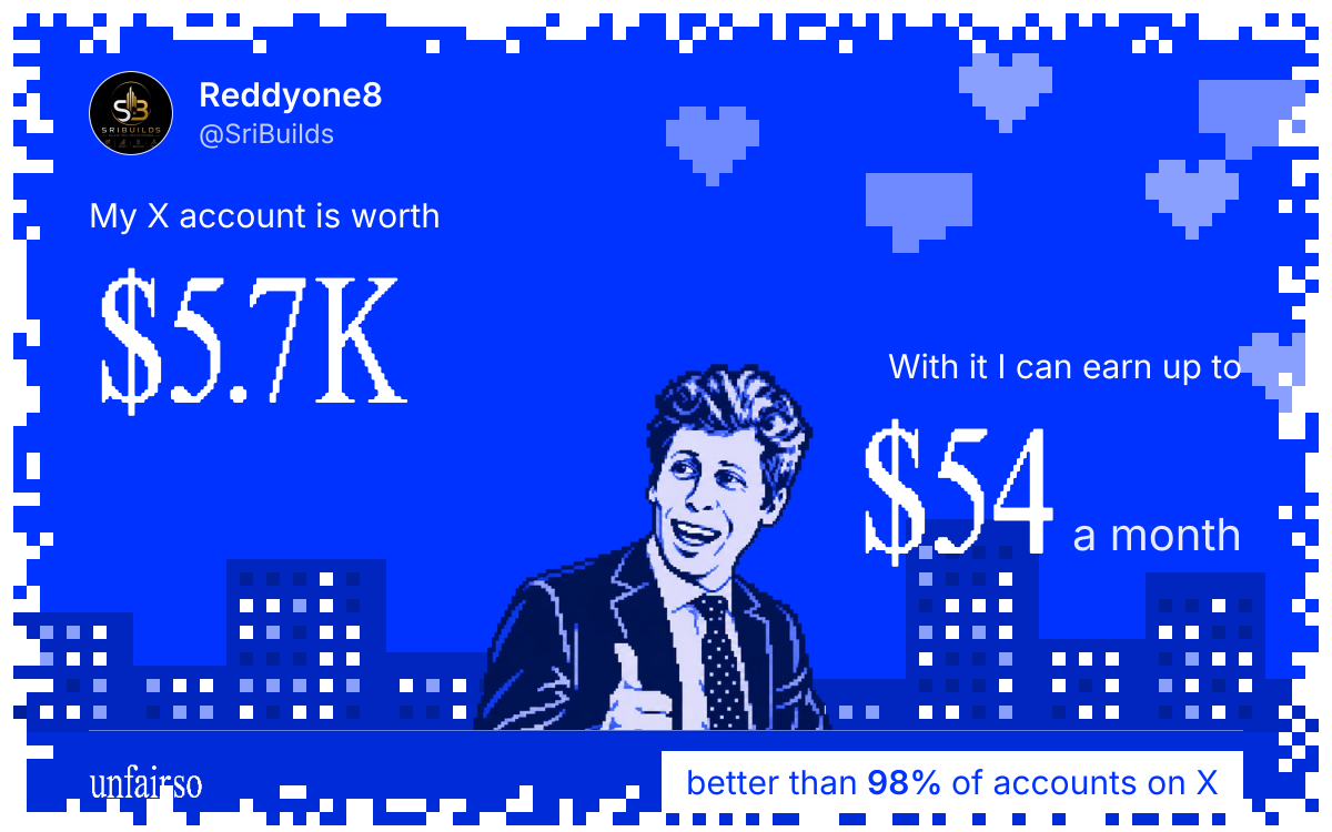 Reddyone8's X account can earn up to $54 a month