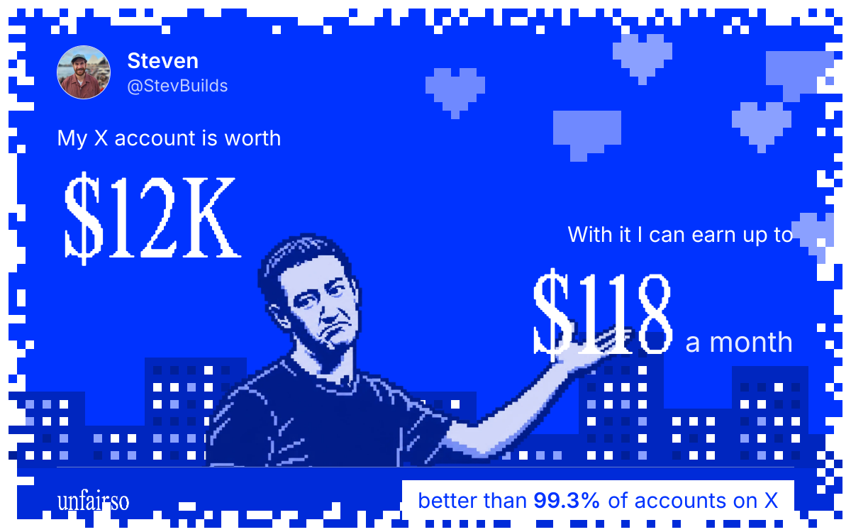Steven's X account can earn up to $118 a month