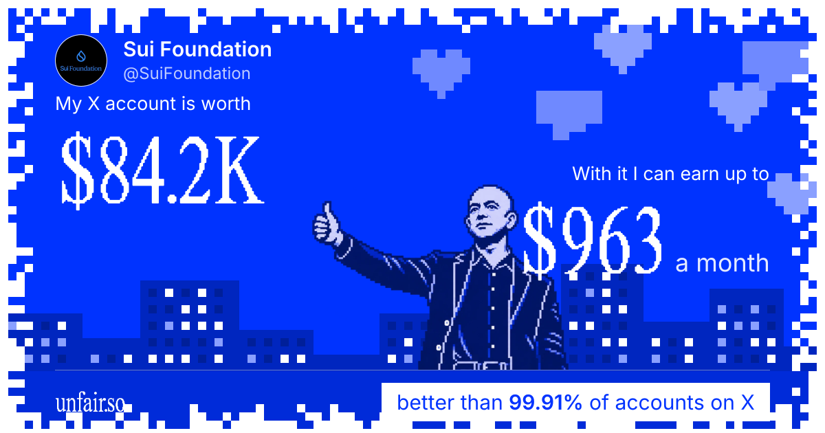 Sui Foundation's X account can earn up to $963 a month