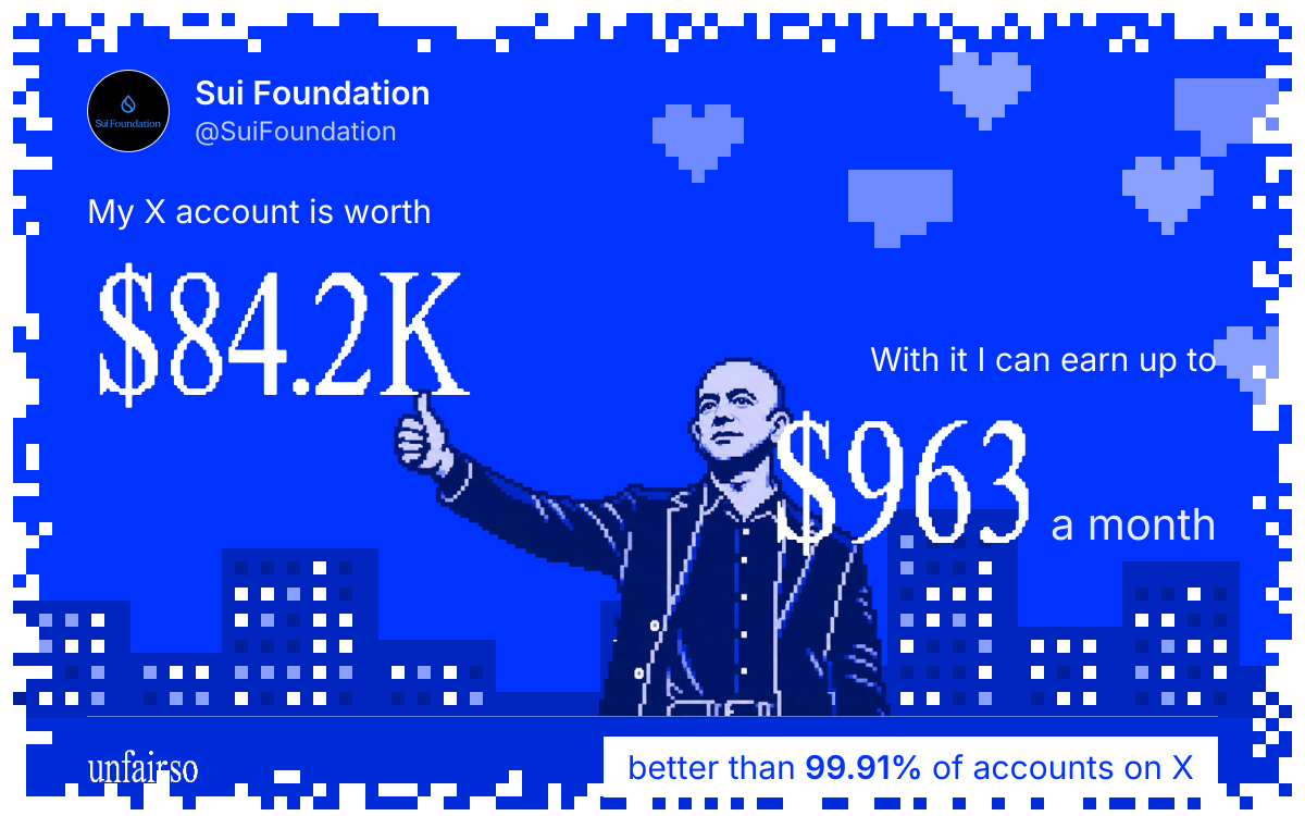 Sui Foundation's X account can earn up to $963 a month