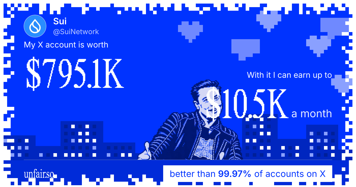 Sui's X account can earn up to $10.5K a month