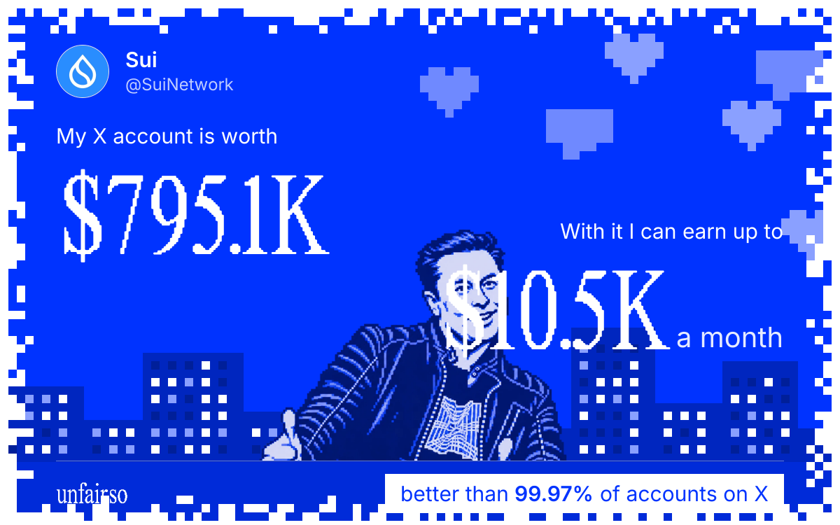 Sui's X account can earn up to $10.5K a month