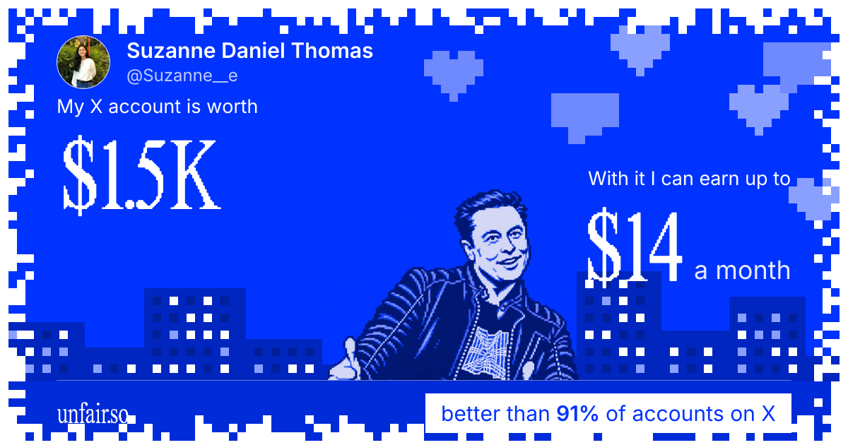 Suzanne Daniel Thomas's X account can earn up to $14 a month