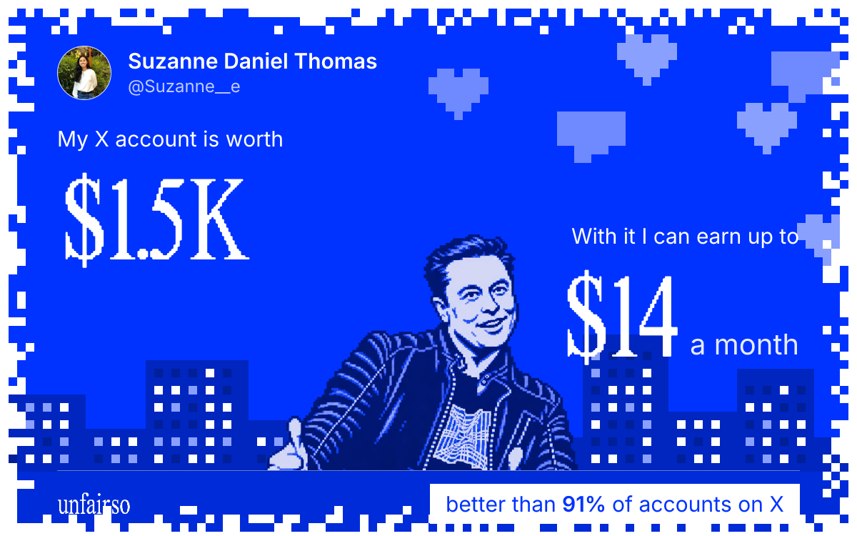 Suzanne Daniel Thomas's X account can earn up to $14 a month