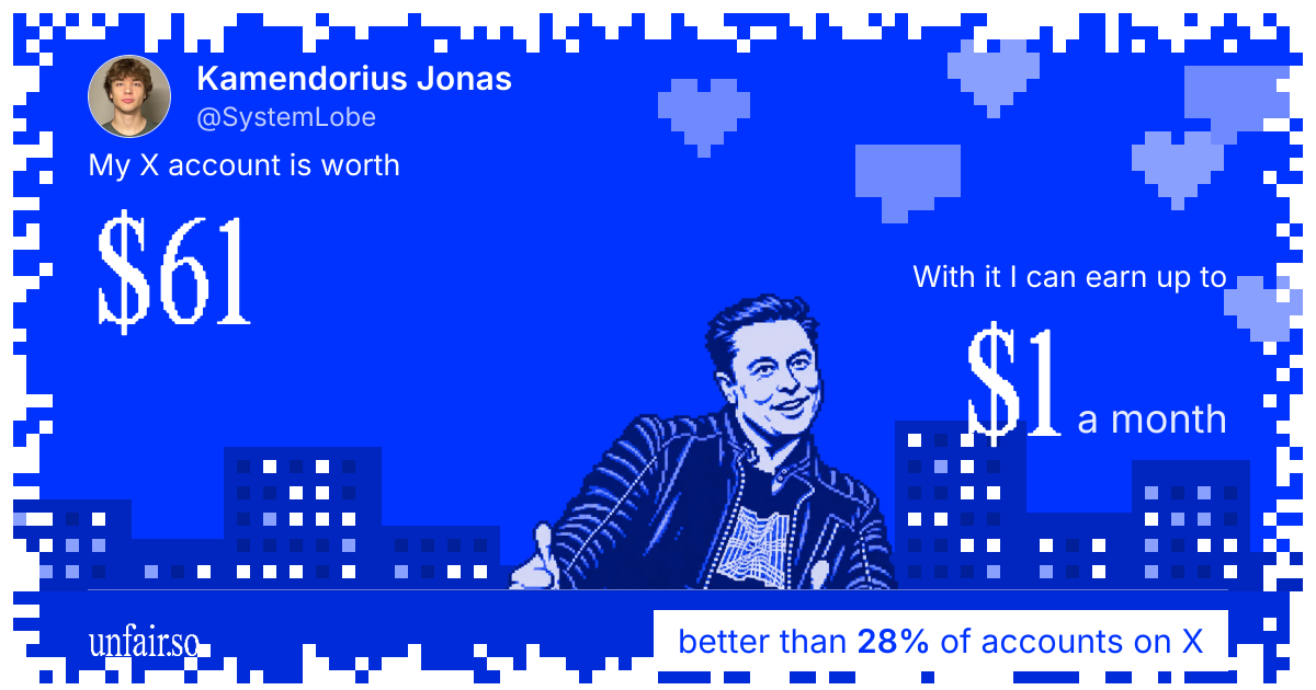 Kamendorius Jonas's X account can earn up to $1 a month