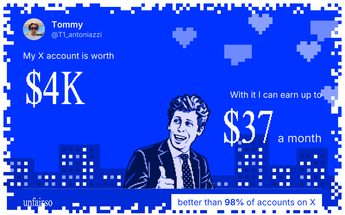 Tommy's X account can earn up to $37 a month