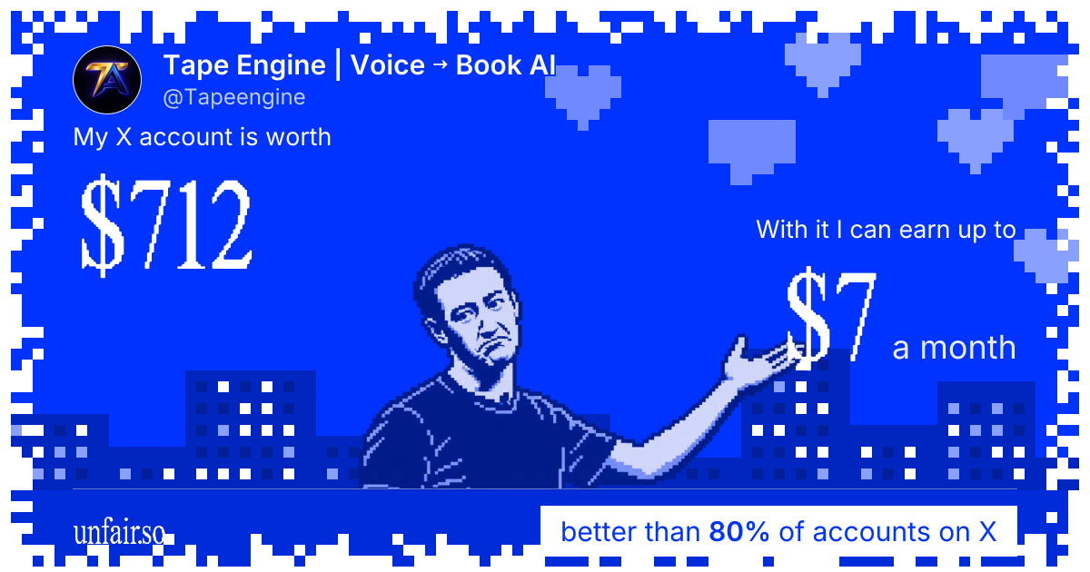 Tape Engine | Voice → Book AI's X account can earn up to $7 a month