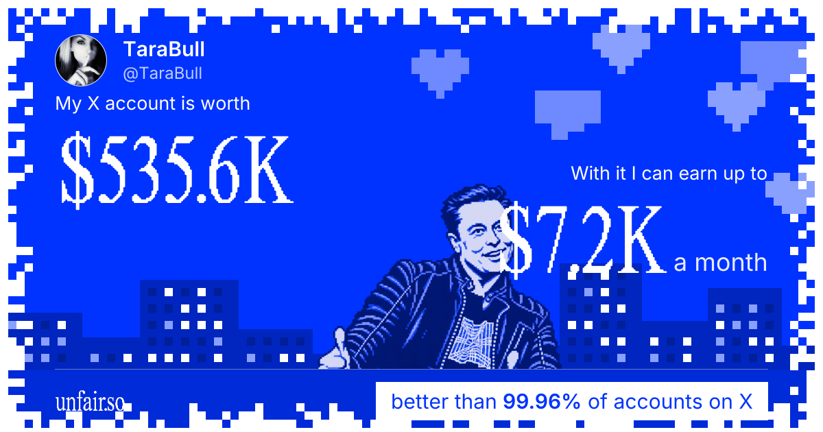 TaraBull's X account can earn up to $7.2K a month