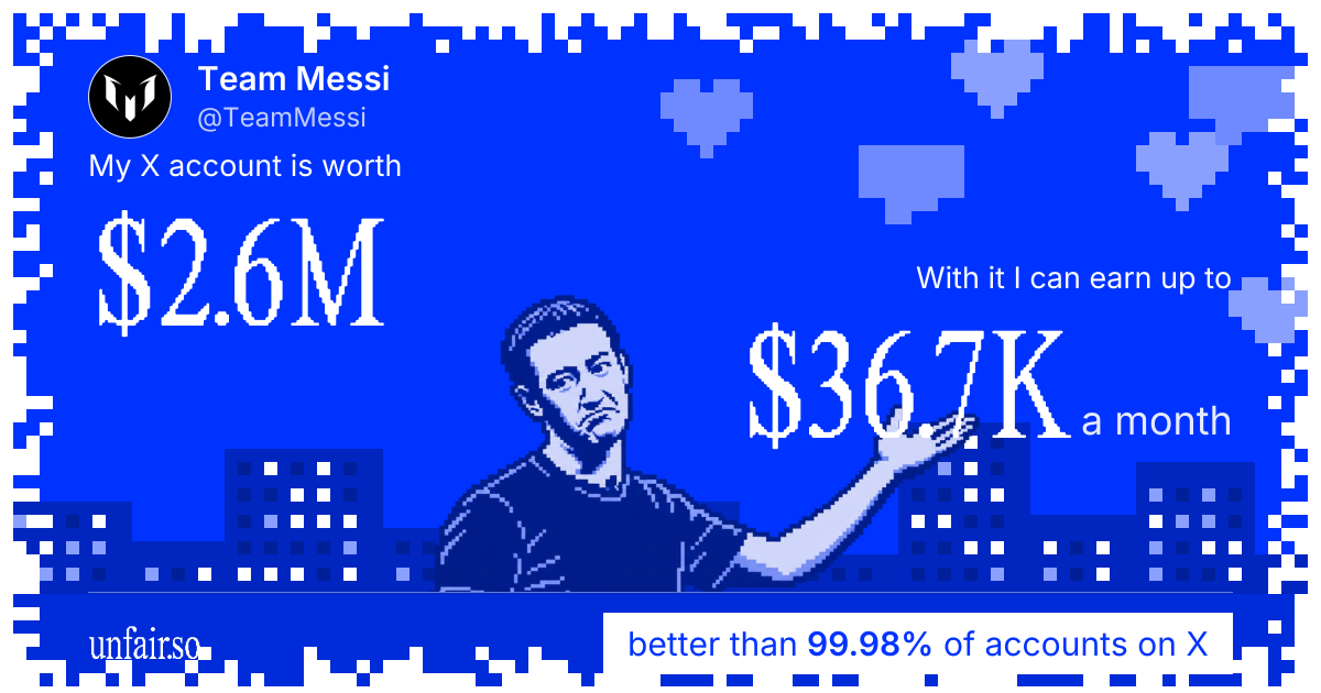 Team Messi's X account can earn up to $36.7K a month
