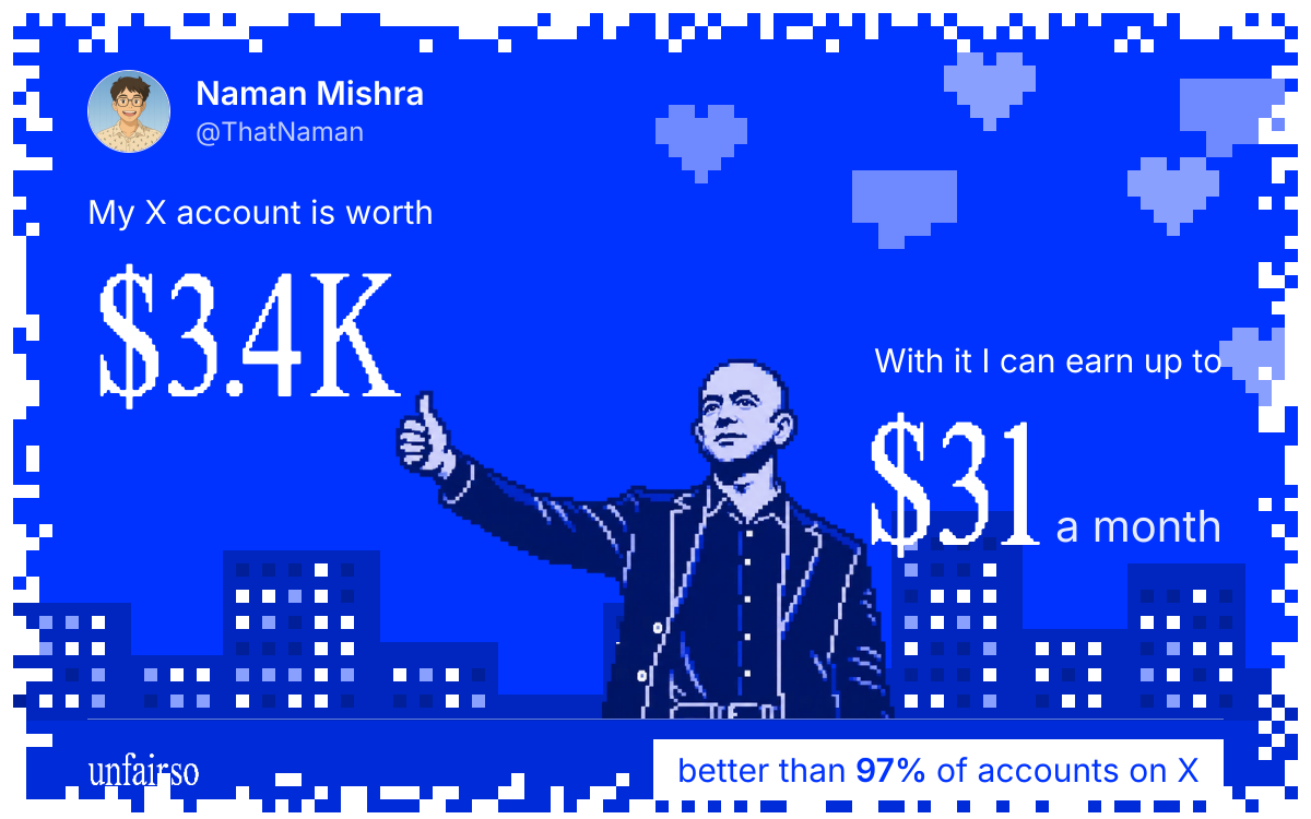 Naman Mishra's X account can earn up to $31 a month
