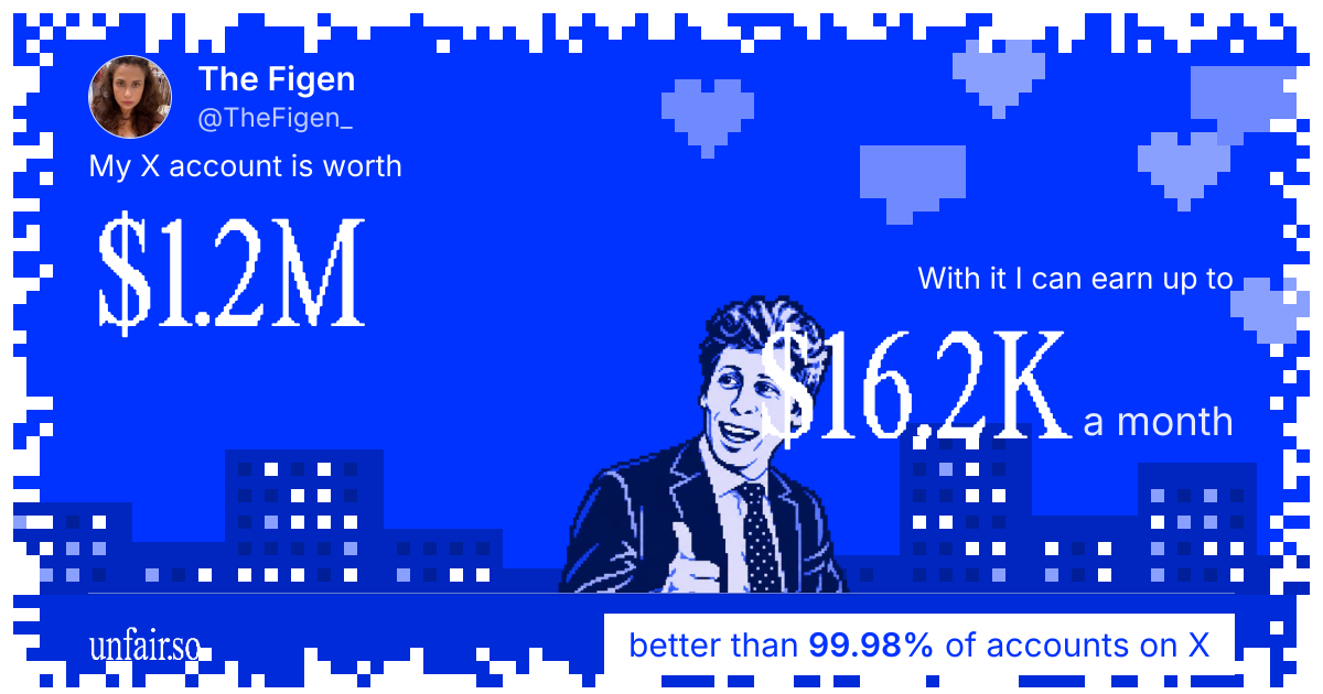 The Figen's X account can earn up to $16.2K a month