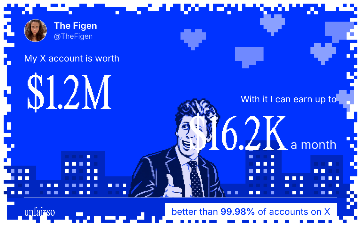 The Figen's X account can earn up to $16.2K a month