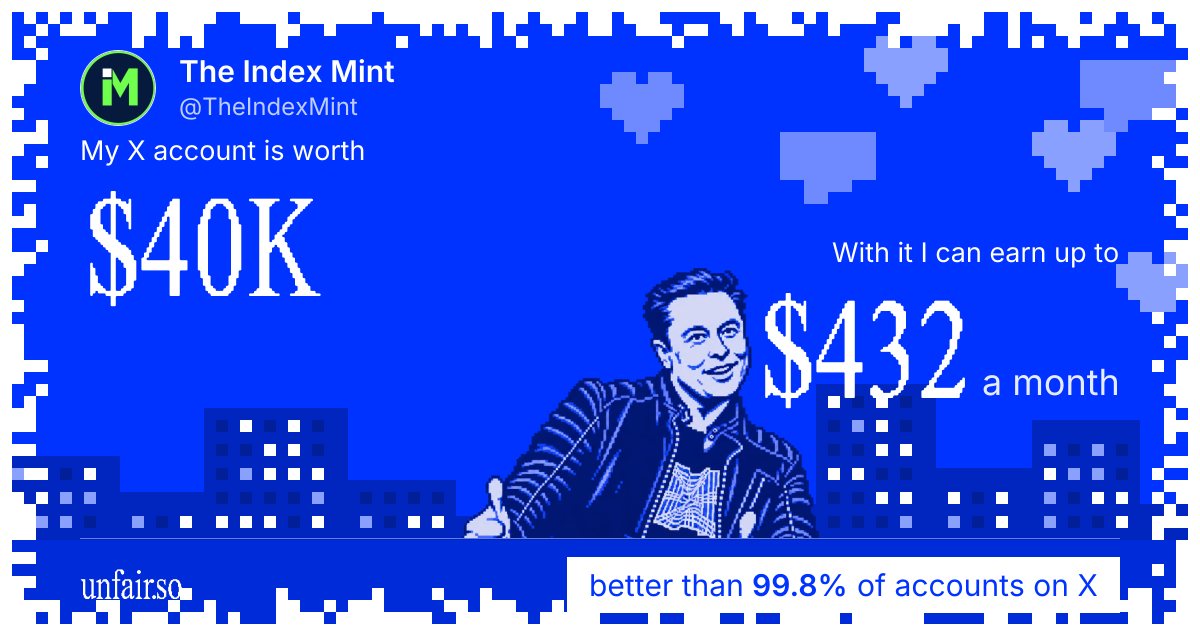 The Index Mint's X account can earn up to $432 a month