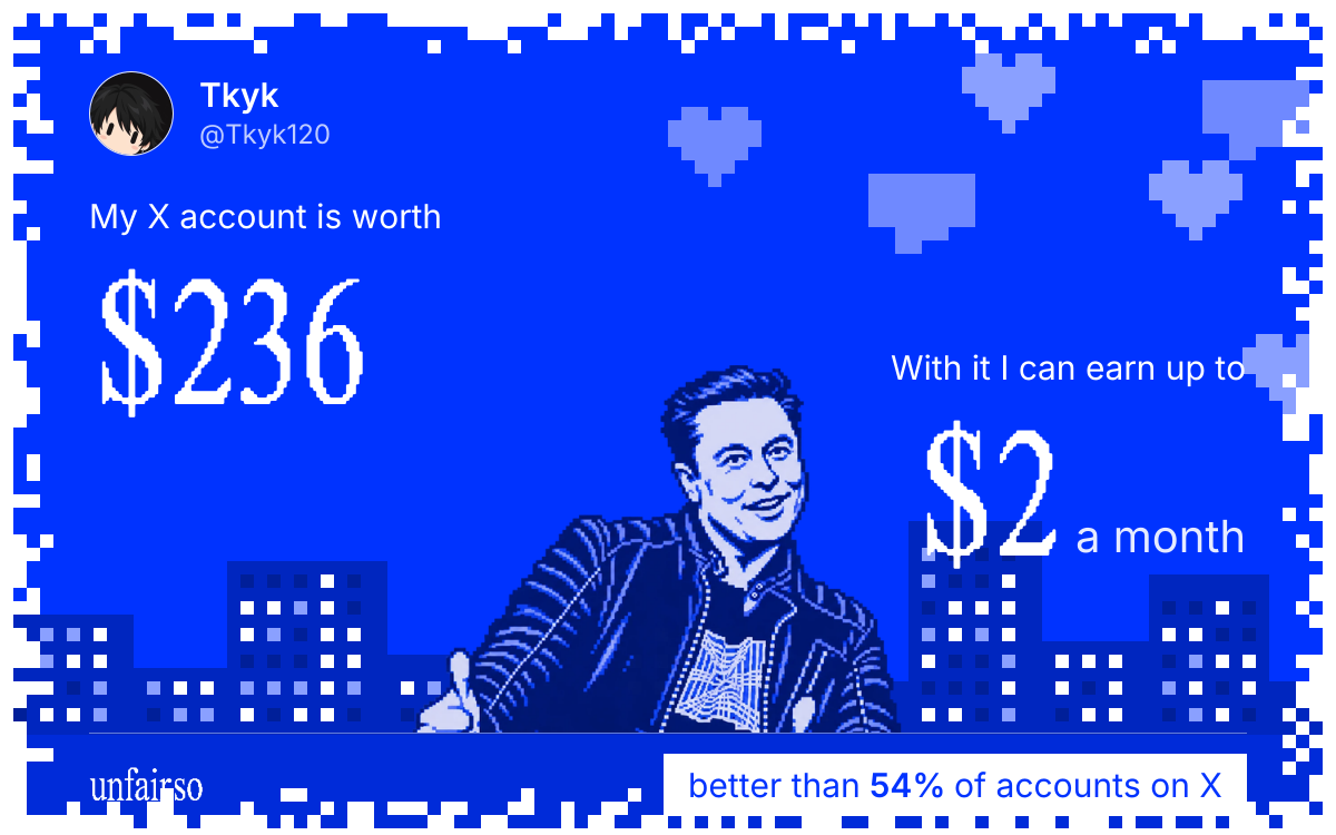 Tkyk's X account can earn up to $2 a month