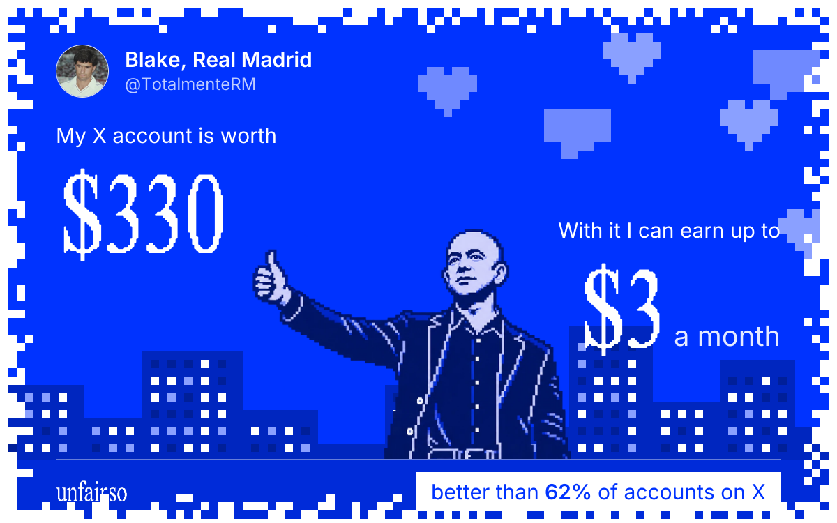 Blake, Real Madrid's X account can earn up to $3 a month