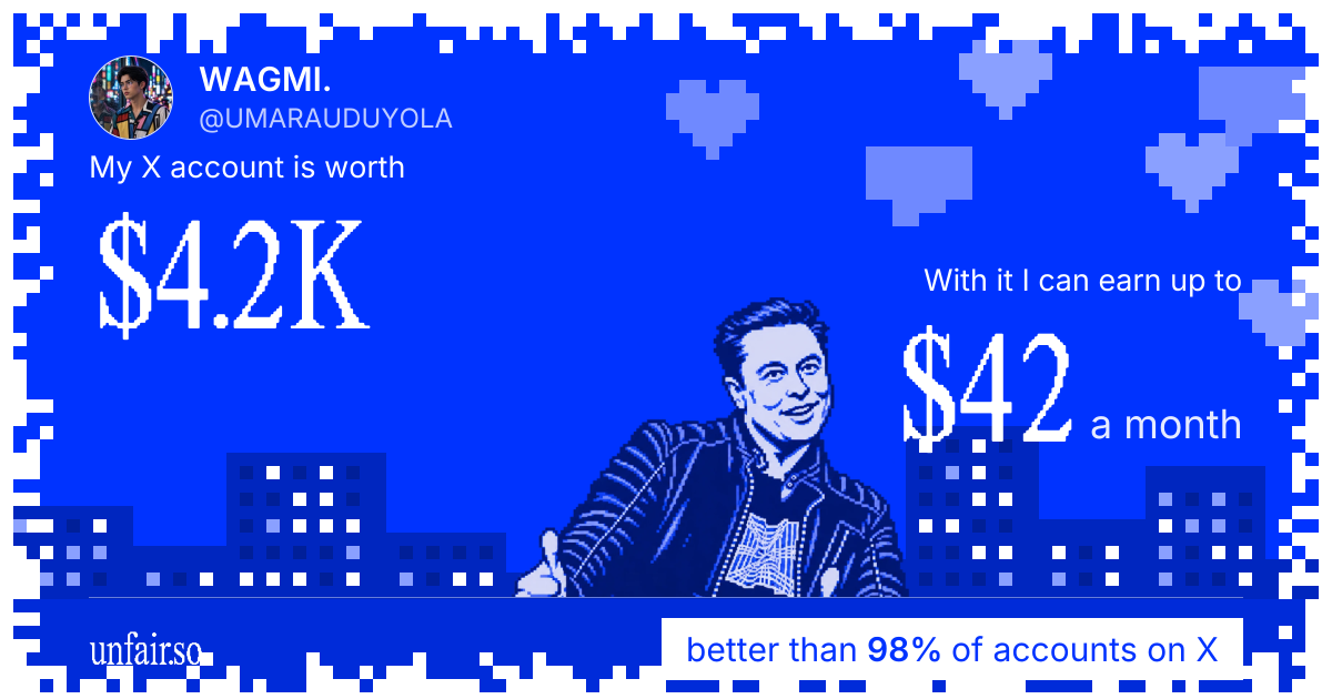 WAGMI.'s X account can earn up to $42 a month