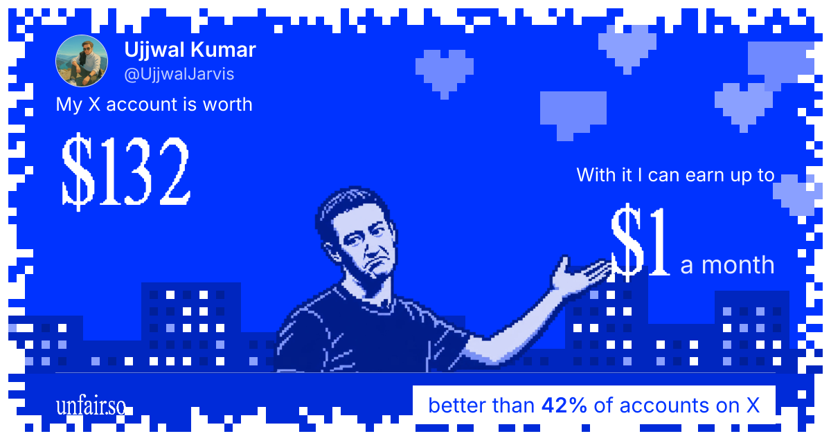 Ujjwal Kumar's X account can earn up to $1 a month
