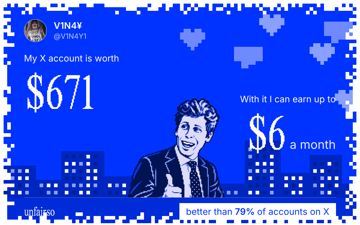 V1N4¥'s X account can earn up to $6 a month