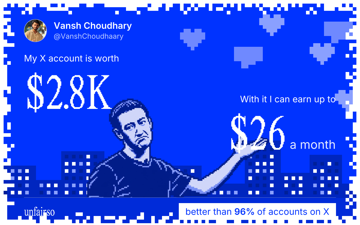 Vansh Choudhary's X account can earn up to $26 a month