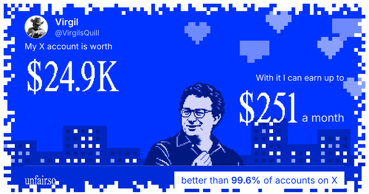 Virgil's X account can earn up to $251 a month