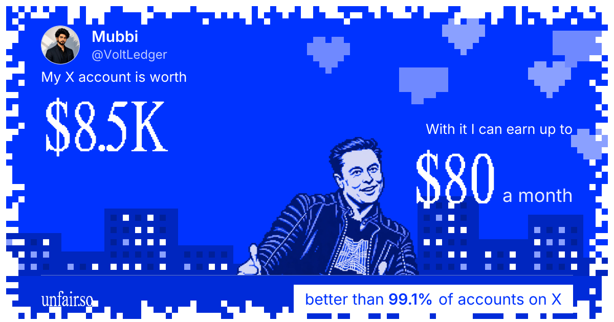Mubbi's X account can earn up to $80 a month