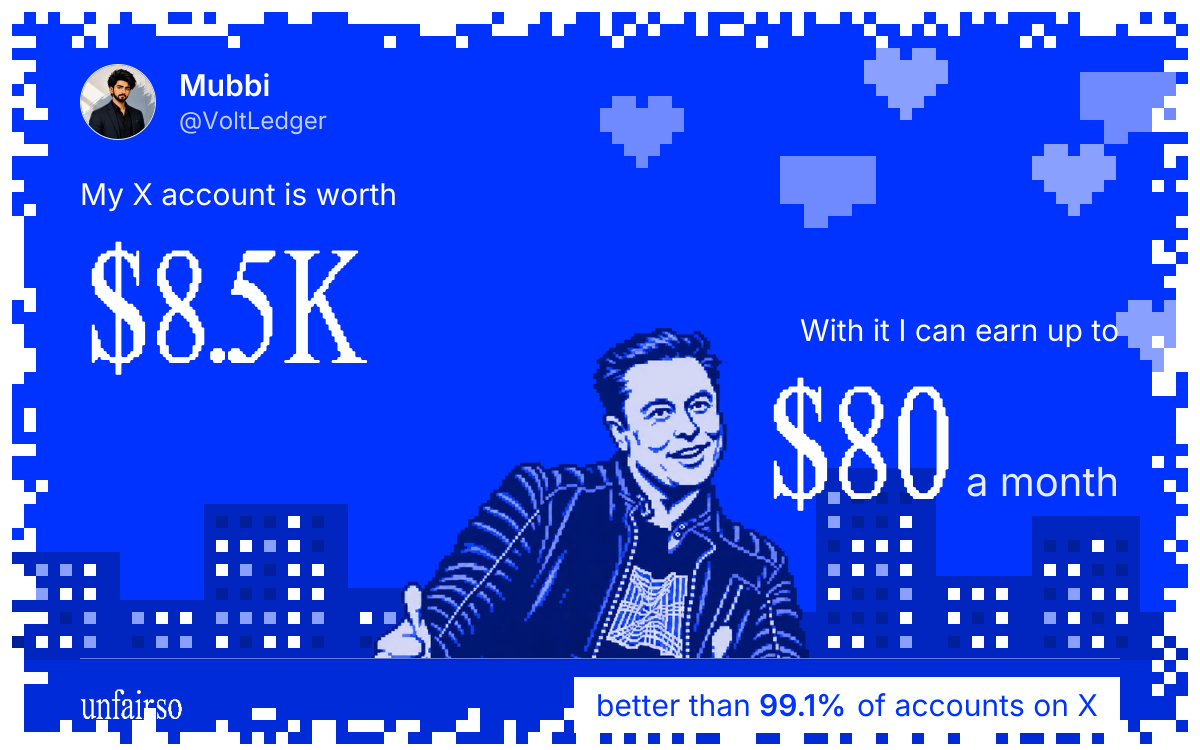 Mubbi's X account can earn up to $80 a month