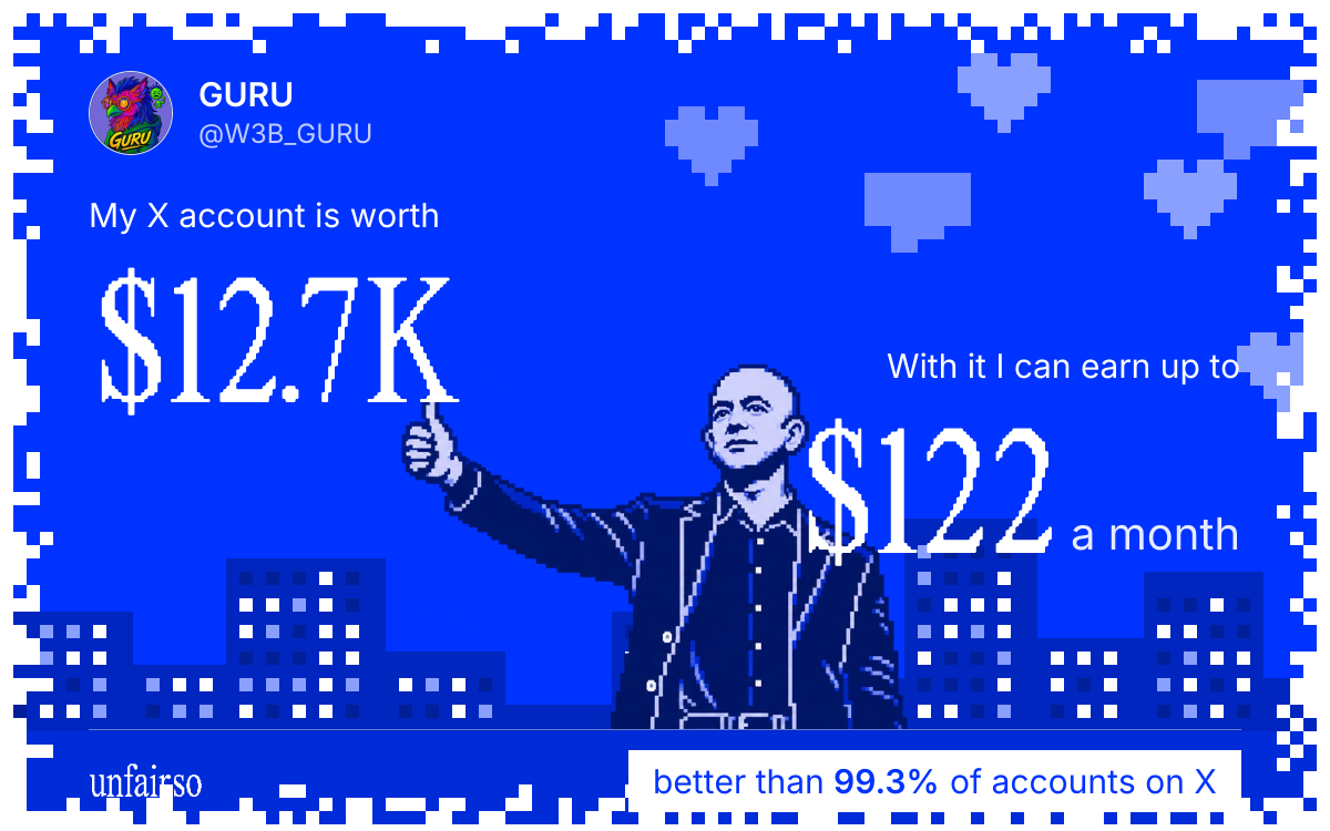 GURU's X account can earn up to $122 a month