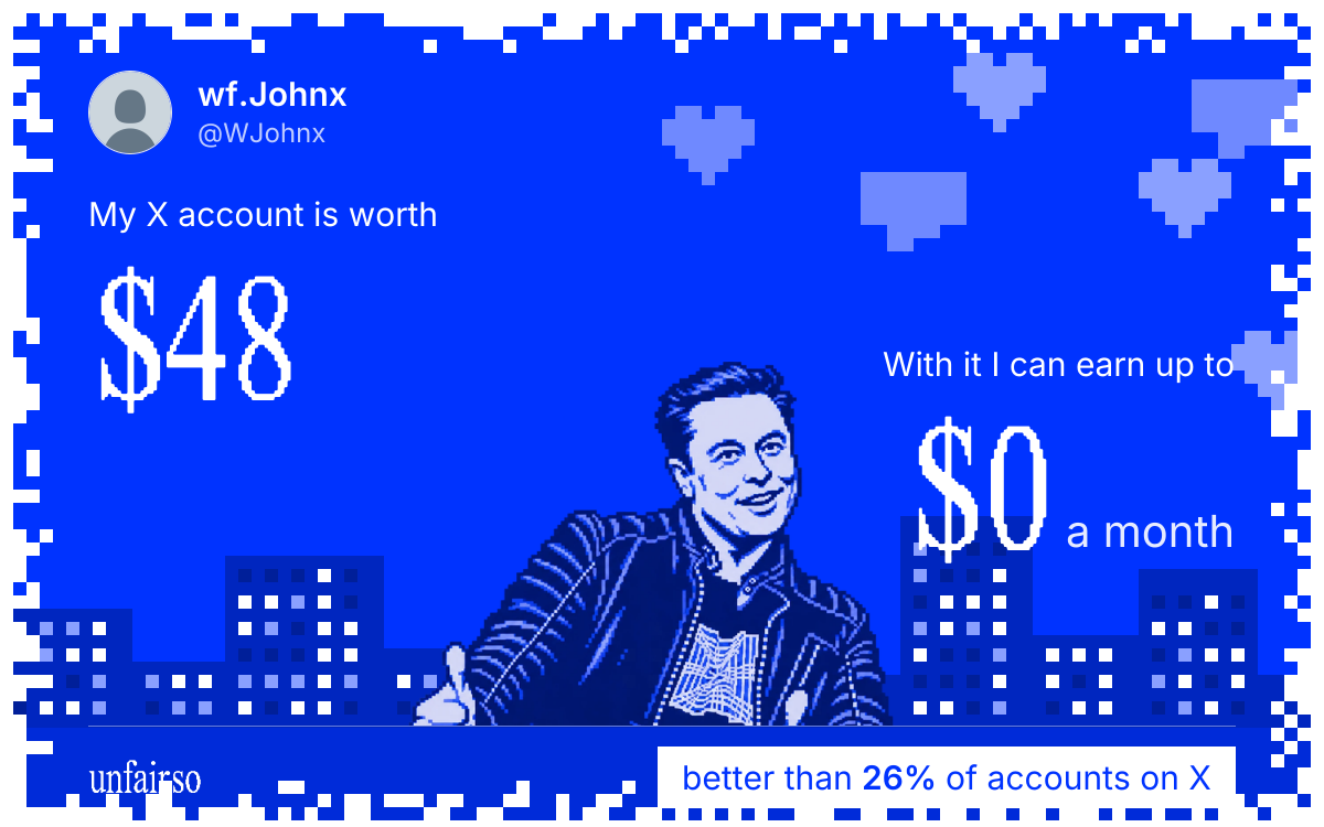 wf.Johnx's X account can earn up to $0 a month