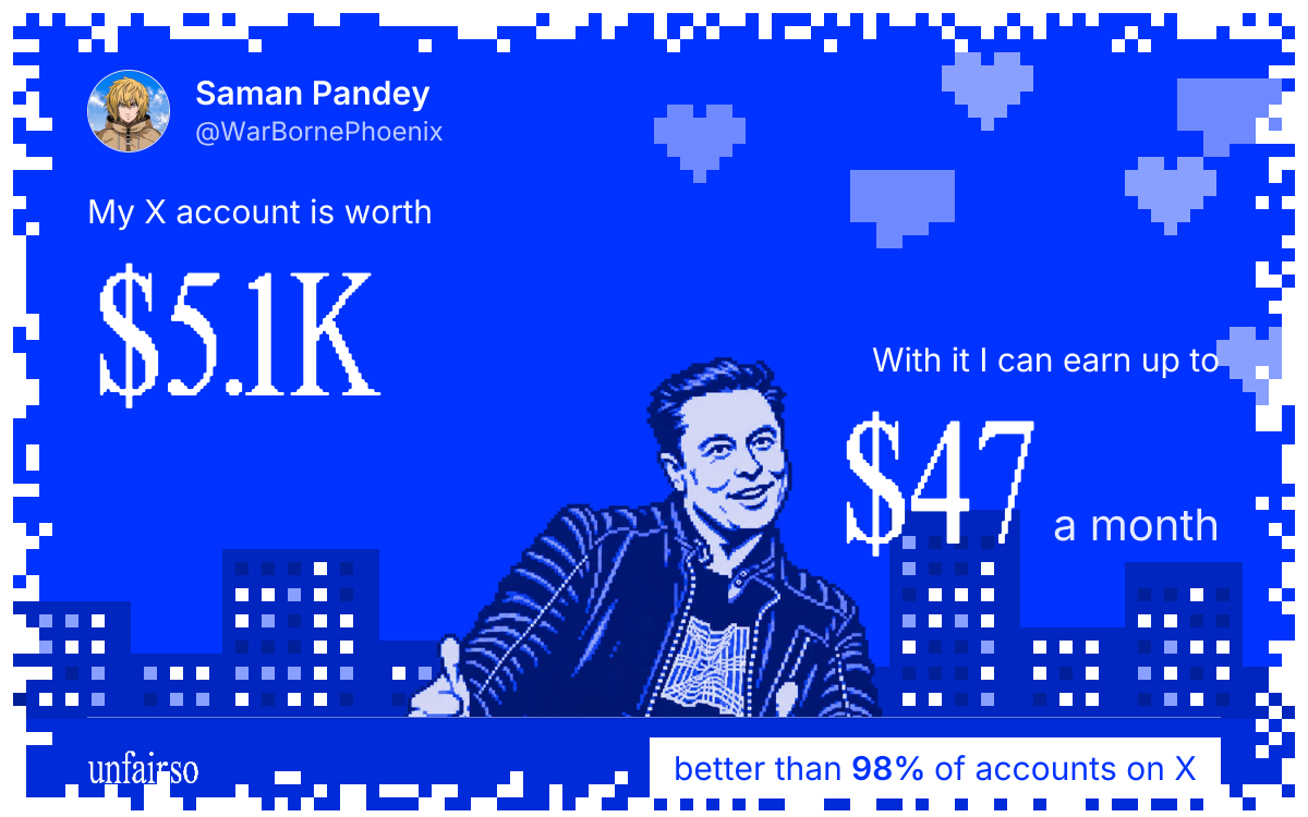 Saman Pandey's X account can earn up to $47 a month