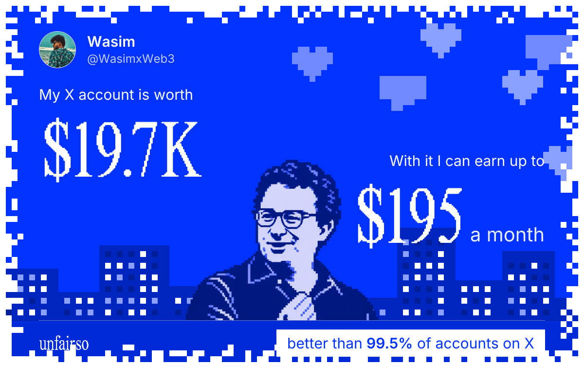 Wasim's X account can earn up to $195 a month