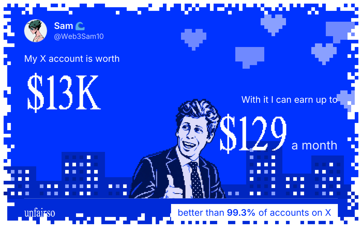 Sam ๐'s X account can earn up to $129 a month
