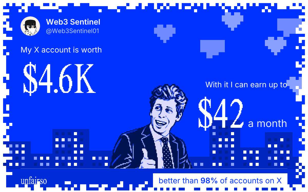 Web3 Sentinel's X account can earn up to $42 a month