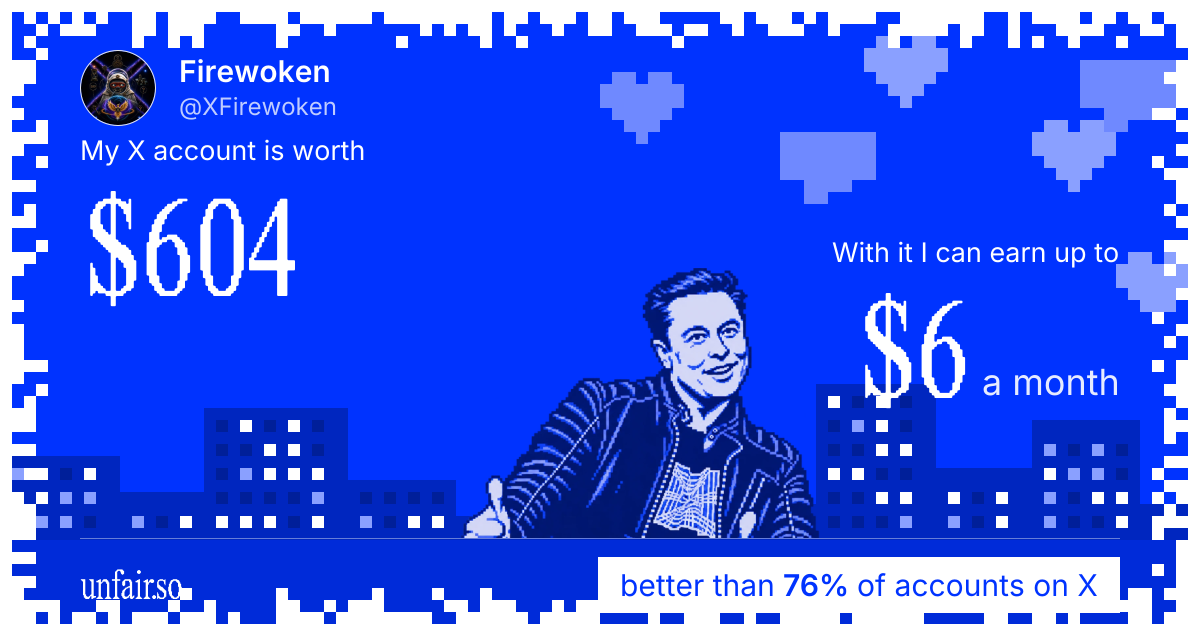 Firewoken's X account can earn up to $6 a month