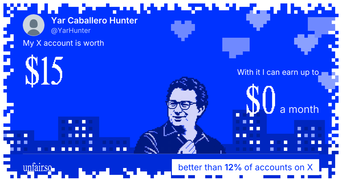 Yar Caballero Hunter's X account can earn up to $0 a month
