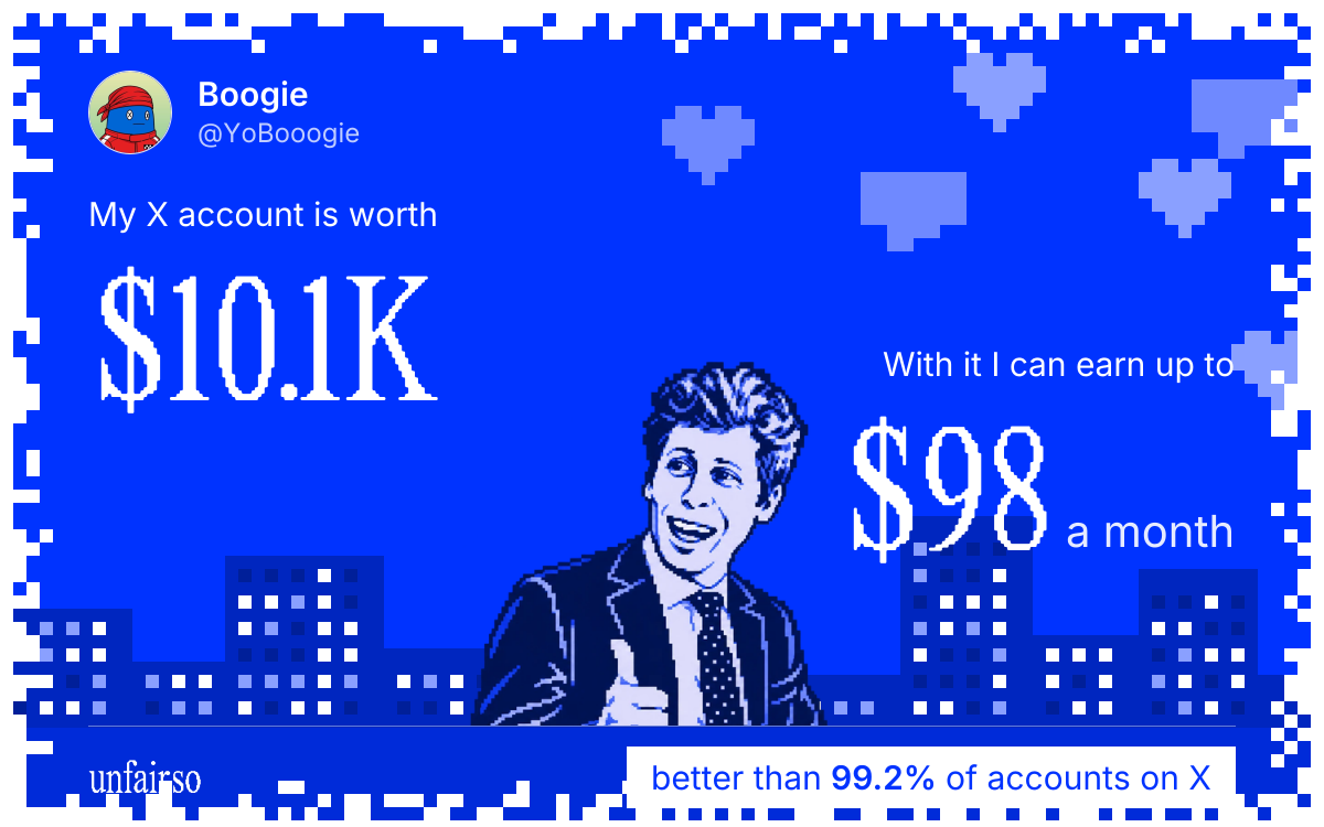 Boogie's X account can earn up to $98 a month