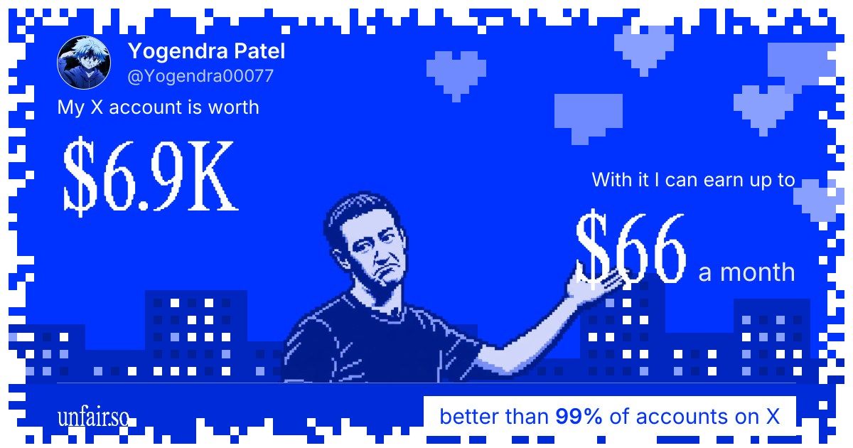 Yogendra Patel's X account can earn up to $66 a month