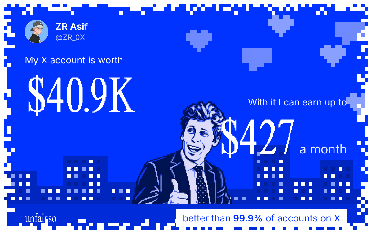 ZR Asif's X account can earn up to $427 a month