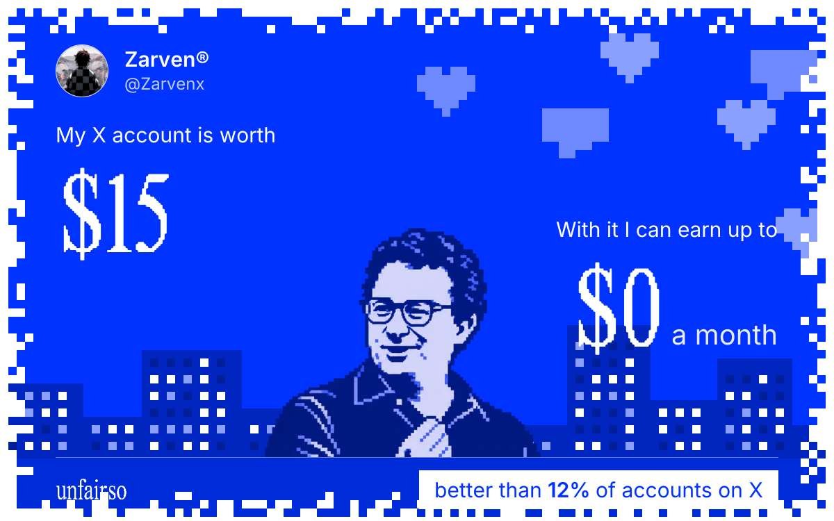 Zarven®'s X account can earn up to $0 a month