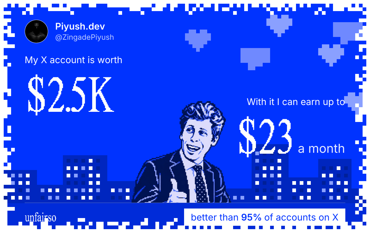 Piyush.dev's X account can earn up to $23 a month