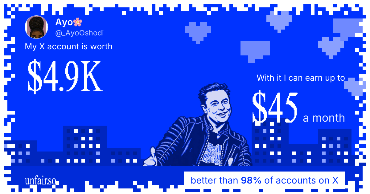Ayo🌸's X account can earn up to $45 a month
