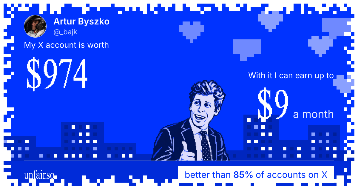 Artur Byszko's X account can earn up to $9 a month