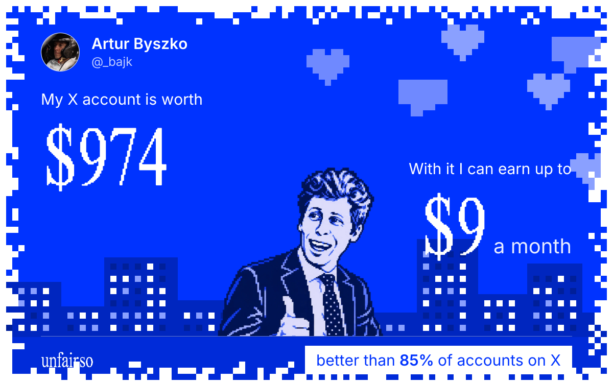 Artur Byszko's X account can earn up to $9 a month