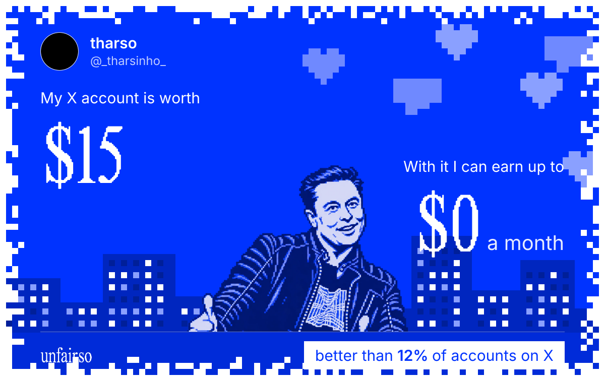 tharso's X account can earn up to $0 a month