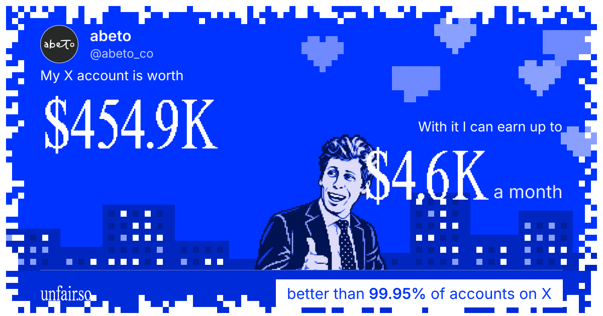 abeto's X account can earn up to $4.6K a month