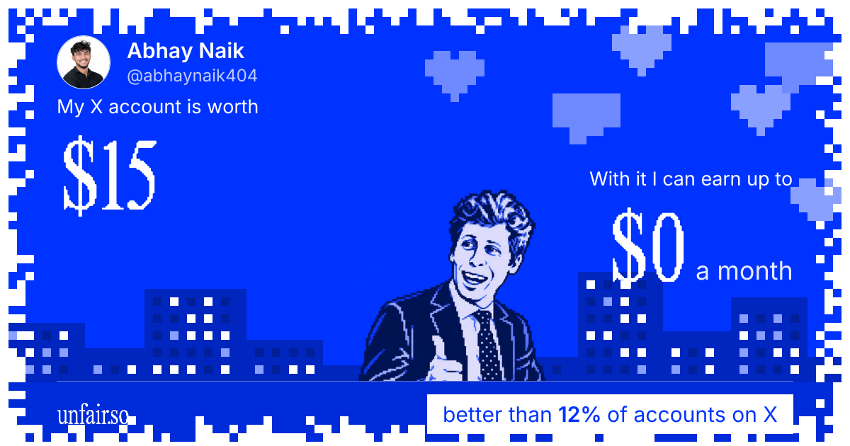 Abhay Naik's X account can earn up to $0 a month
